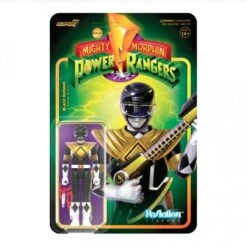 SUPER7 Power Rangers ReAction Action Figure Wave 4 - Black Ranger Dragon Shield